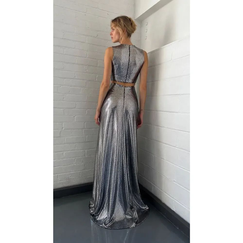 Sid Neigum Disco Tripple Loop Dress In Mirrored Silver Size S — image 2 of 8